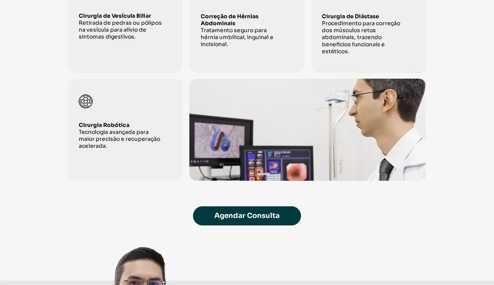 Seção de procedimentos na landing page do Dr. Celso Teles