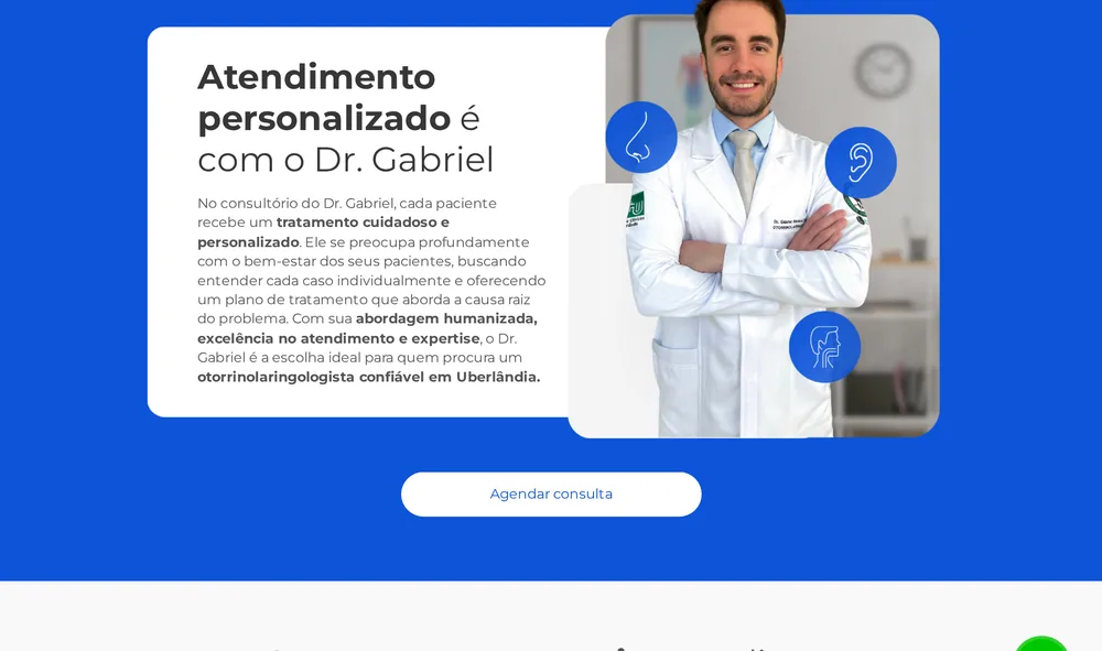 Seção de atendimento e contato na landing page do Dr. Gabriel Ramos França