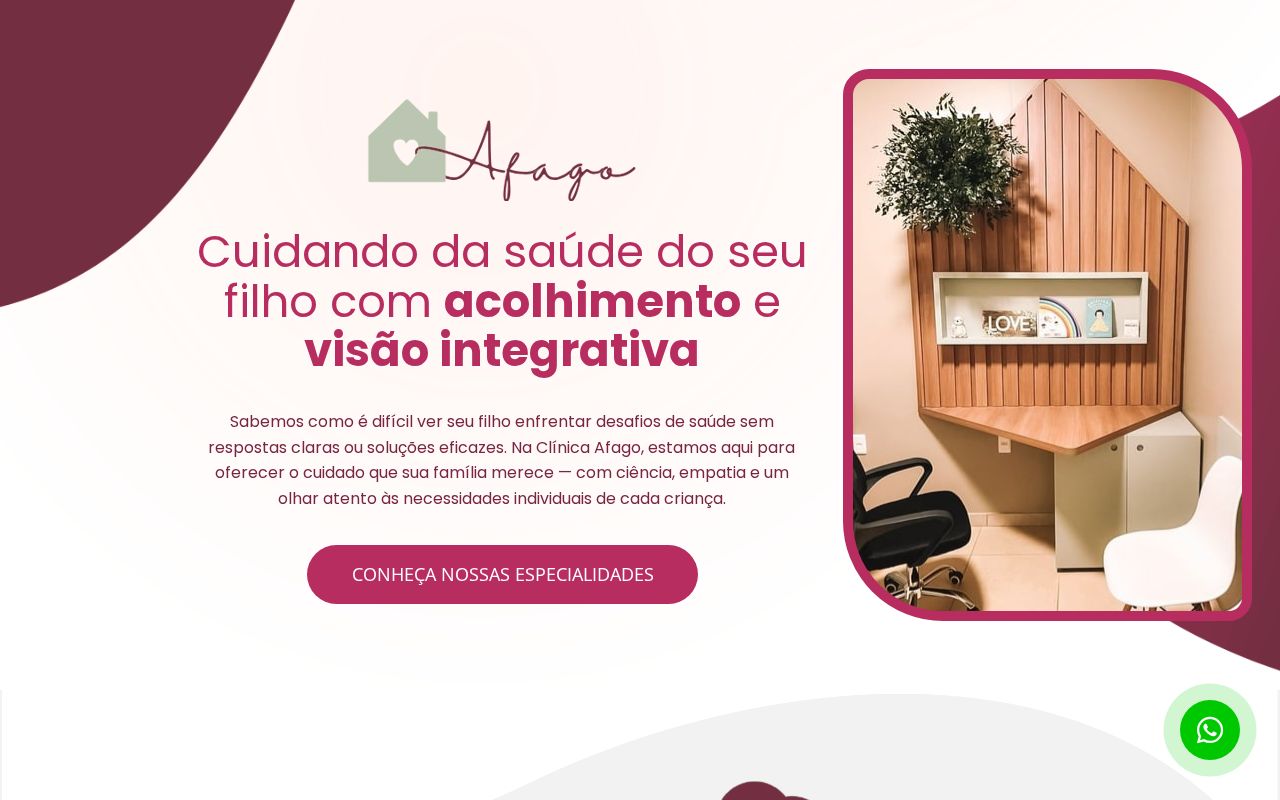 Prévia da landing page de Afago SP